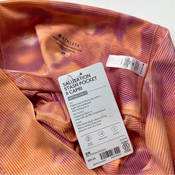 NEW! Women’s Athleta Salutation Stash Pocket II Capri Leggings Size 2X W/Tags - Picture 4 of 5